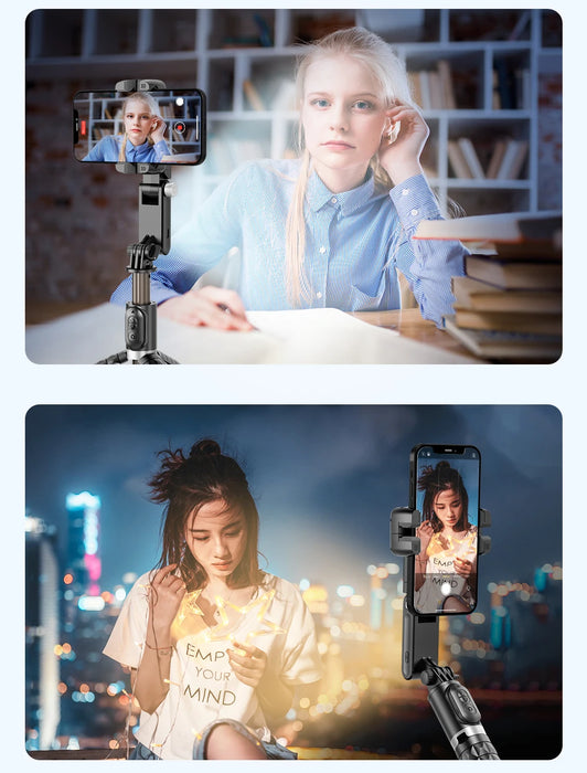 Q18 360° Follow-Tracking Gimbal — Selfie Stick Tripod with Fill Light for iPhone & Smartphones