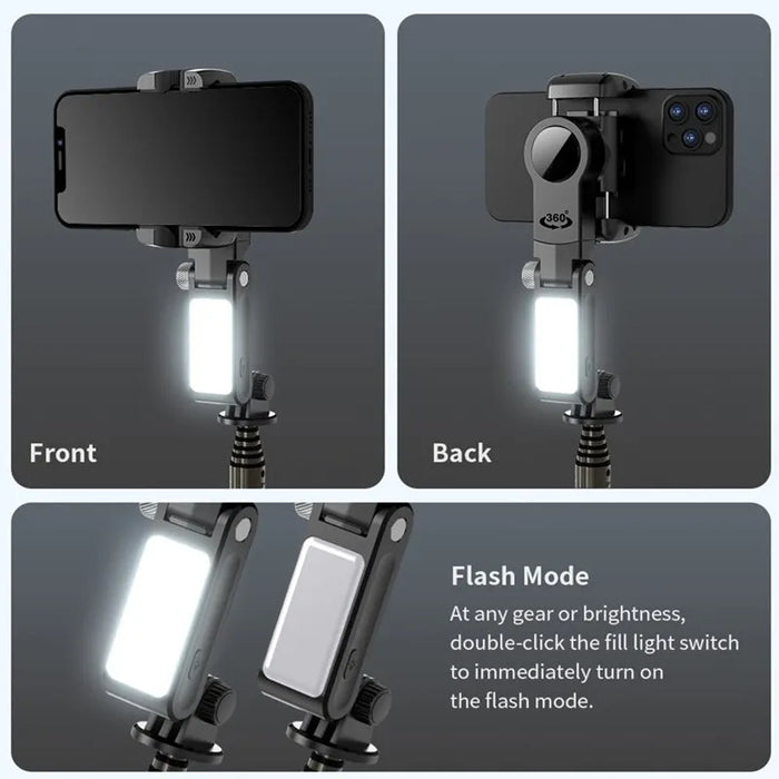 Q18 360° Follow-Tracking Gimbal — Selfie Stick Tripod with Fill Light for iPhone & Smartphones