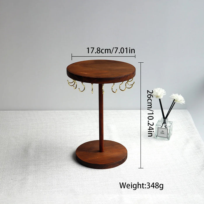 Walnut Wood Jewellery Display Stand – Desktop Necklace, Earring & Bracelet Rack