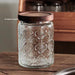 Vintage Glass Canister with Wooden Lid — Airtight Embossed Jar (M)