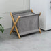Foldable Laundry Basket with Bamboo Frame — Cotton‑Linen Hamper 40×30×38cm