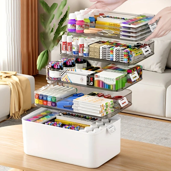 White Portable Medicine Storage Box — Heavy-Duty Plastic Organiser with Drawers & Doors (4/5/6 Floors)