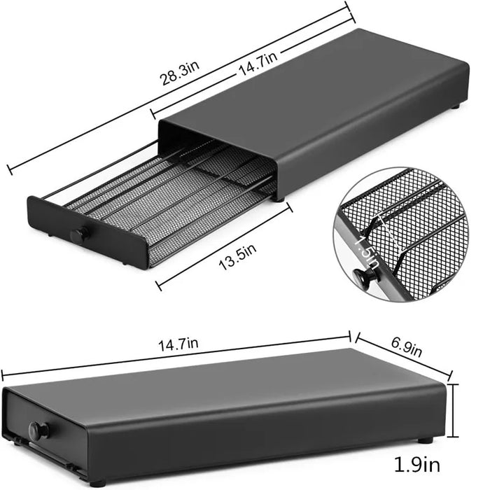 40-Capsule Nespresso Pod Drawer Organiser – Metal Coffee Capsule Rack, Black