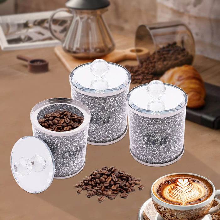 3-Piece Glass Canister Set with Stainless Steel Lids — Airtight Food Storage (10 x 14cm)
