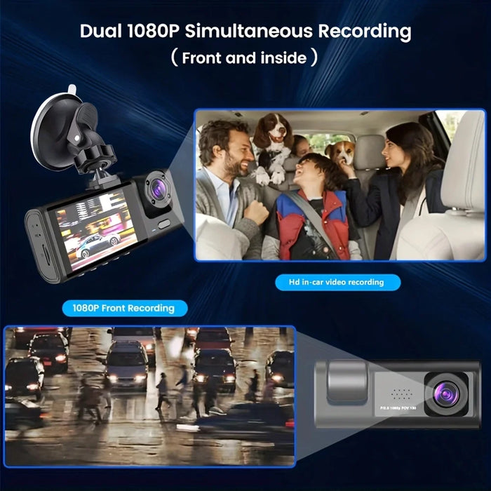 Dash Cam with IR Night Vision, 2" IPS Screen, 1080P Full HD, Loop Recording — 2/3 Camera DVR
