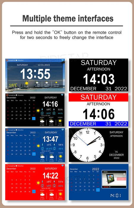 7/10.1-inch Wi‑Fi Calendar Photo Frame — Dementia Clock with Weather & Reminders