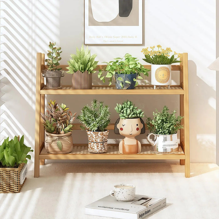 2-Tier Wicker-Look Coffee Station Organizer — Bamboo-Style Mug Holder for Countertop