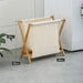 Foldable Laundry Basket with Bamboo Frame — Cotton‑Linen Hamper 40×30×38cm