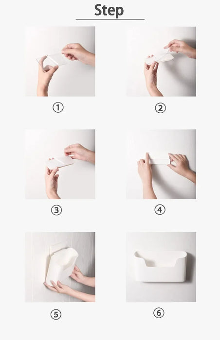 Wall-Mounted Adhesive Storage Rack – Single-Tier PP Organiser for Kitchen & Bathroom