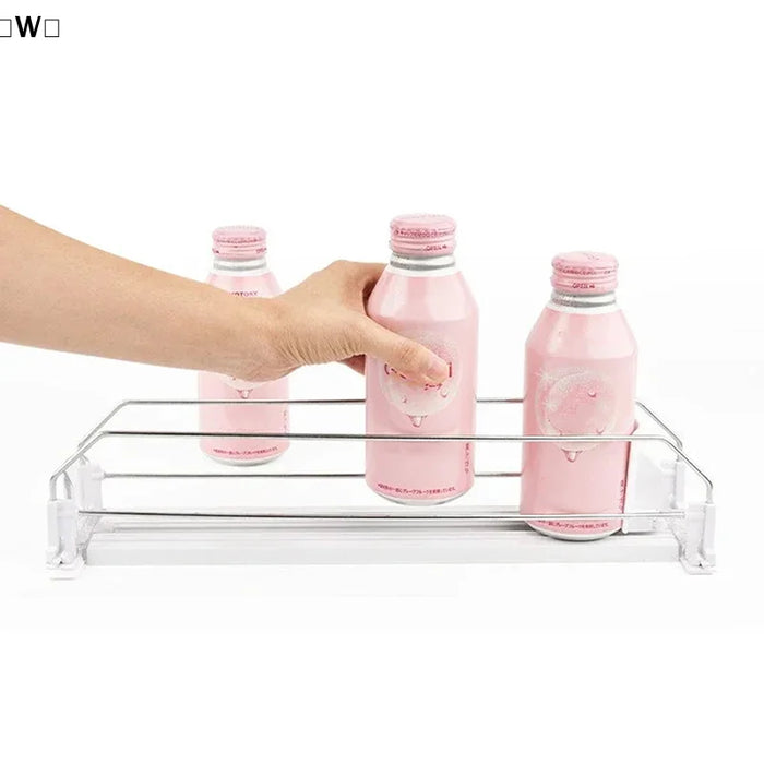 Canned Beverage Push Rack — Self-Pushing Fridge & Counter Organiser (310/380/410mm)
