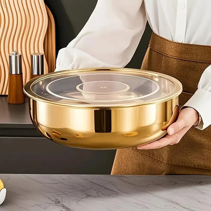 Stainless Steel Mixing Bowl with Lid — Heavy-Duty, Dishwasher-Safe
