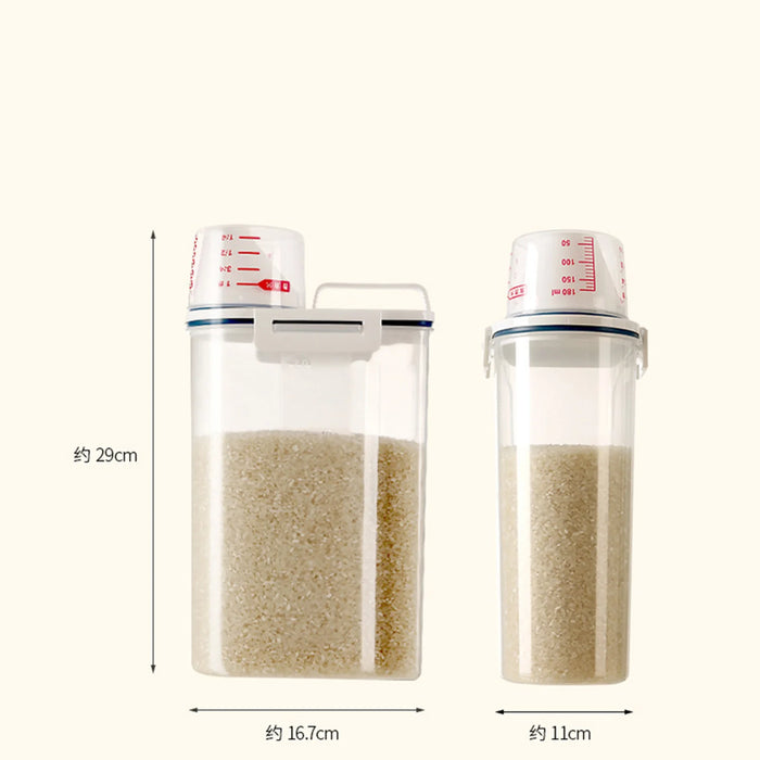 Airtight Rice Storage Container with Clear Scale — Double-Sealed for Cereal, Flour & Rice