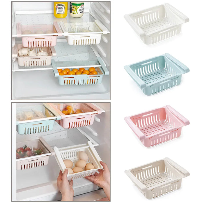 Hanging Fridge Drawer – Pull-Out Egg & Fruit Storage (PP Plastic, Adjustable)