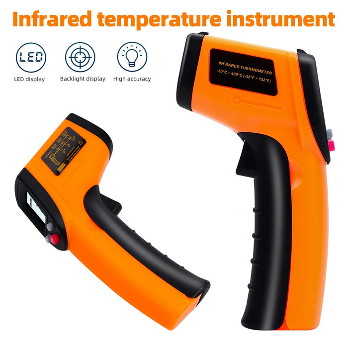 Infrared Thermometer, Digital Pyrometer, Non-Contact Laser, -50~400 ℃ IR Laser Temp Meter, Industrial Pyrometer - Ideal for Professionals Requiring Accurate Temperature Measurements