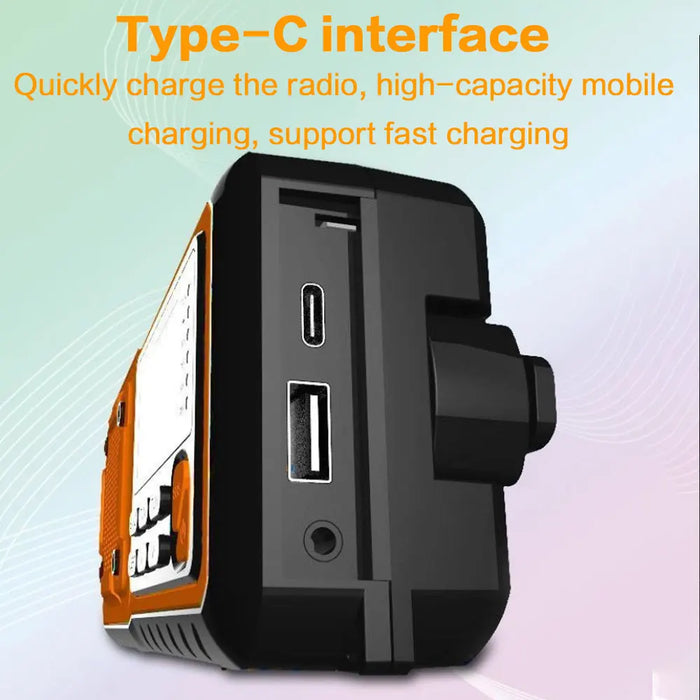 4000mAh Emergency Solar Radio with Hand Crank — AM/FM Weather Radio, LED Reading Light & Phone Charger
