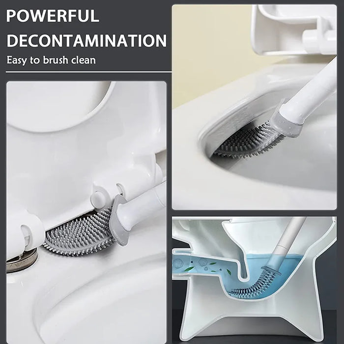 WIKHOSTAR - Wall Mounted Silicone Toilet Cleaning Brush with Flat Head Design - Ideal for Efficient Bathroom Cleaning and Hygiene Maintenance