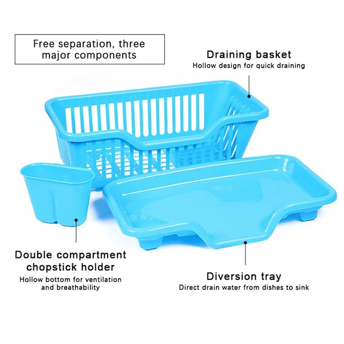 Single-Layer Kitchen Draining Rack with Drainer Board — Plates & Cutlery