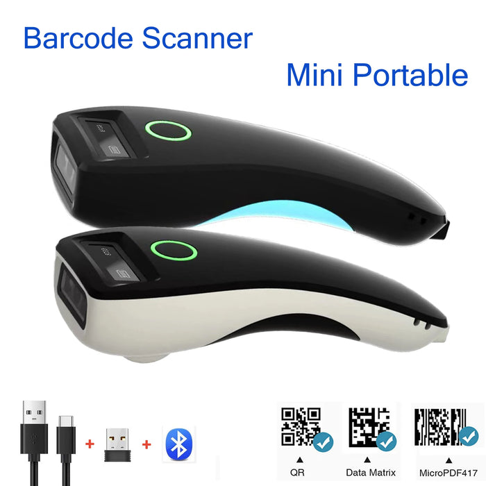 2D Bluetooth & 2.4G Wireless Pocket Barcode Scanner — Mini Handheld Reader for iOS, Android, PC