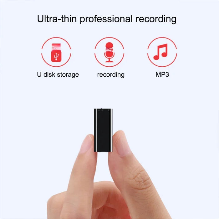 Ultra-thin Mini Voice Recorder — 32GB, Voice-Activated USB MP3 Player