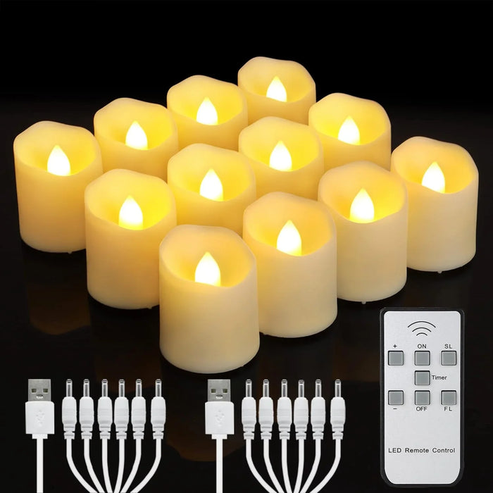 Rechargeable LED Tea Lights with Timer & Remote — Flameless Candles for Weddings & Home
