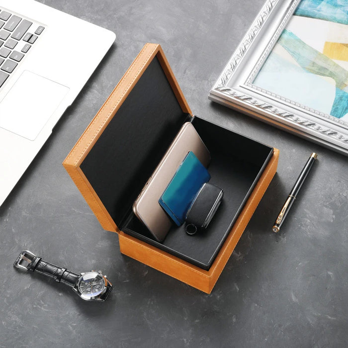 PU Leather Faraday Box for Car Keys – RFID Signal‑Blocking Key Fob Protector
