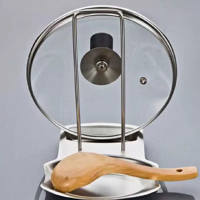 Stainless Steel Pot Lid & Utensil Holder – Multi-Functional Kitchen Rack, Silver