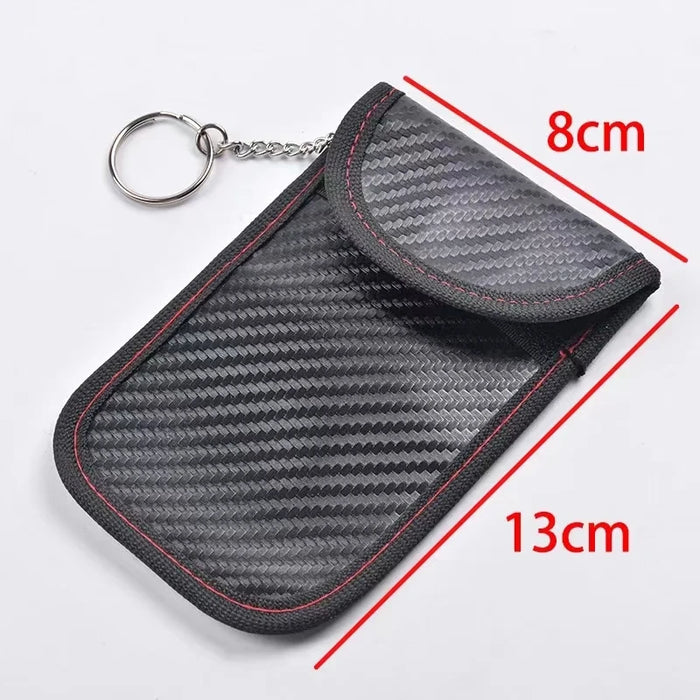 Car Key Signal Blocking Pouch Carbon Fibre RFID Faraday Case — Black