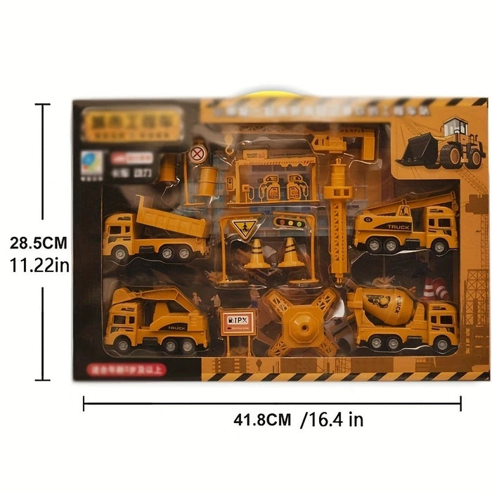 Toy Excavator and Construction Vehicle Models - Plastic Tractor, Dump Fire Truck, Bulldozer Miniatures - Ideal Mini Gifts for Kids and Boys