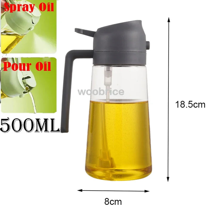 500ml Oil Spray Bottle & Cruet – Refillable Oil Dispenser for Kitchen and BBQ