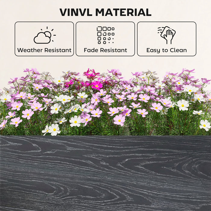 Outsunny Vinyl Raised Garden Bed Kit, 2 x 2 x 1ft Modular Elevated Garden Box with Slotting Legs and Open Bottom, Dark Grey