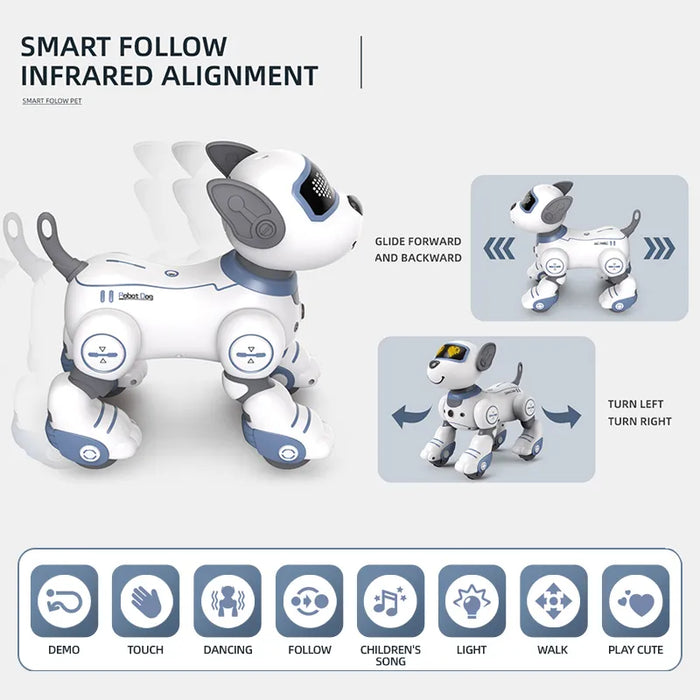 RC Robot Electronic Stunt Dog - Voice Command, Programmable, Touch-Sense, Music Song Features - Ideal Entertaining and Educational Toy for Children