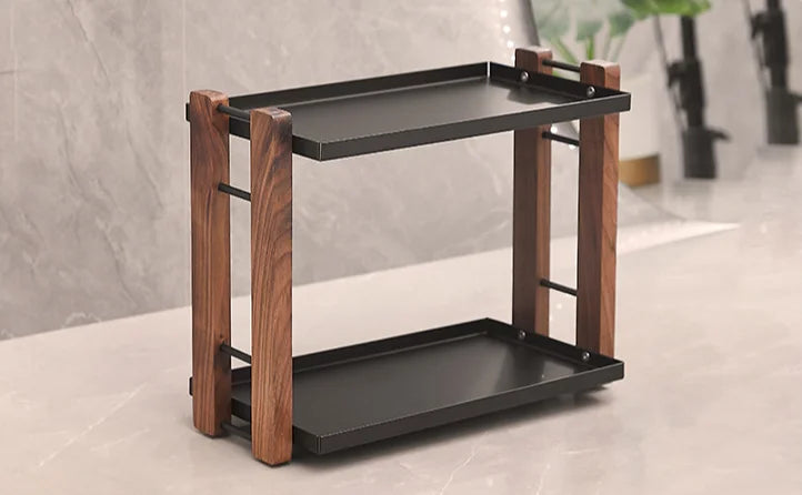 Wooden Countertop Organiser – Cosmetic & Coffee Station Shelf for Vanity