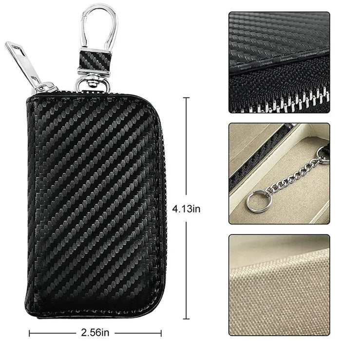 Signal‑Blocking Key Fob Pouch — Faraday RFID Protector (Black)