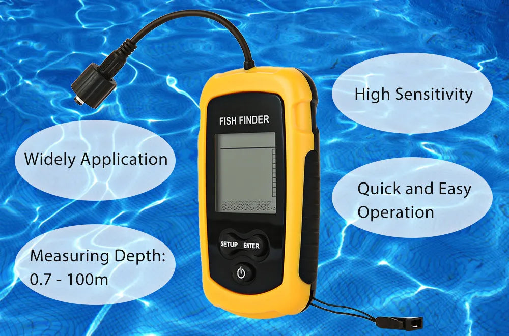 Portable 100m Sonar Fish Finder with Alarm — 45° Coverage Echo Sounder