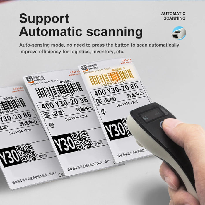 2D Bluetooth & 2.4G Wireless Pocket Barcode Scanner — Mini Handheld Reader for iOS, Android, PC