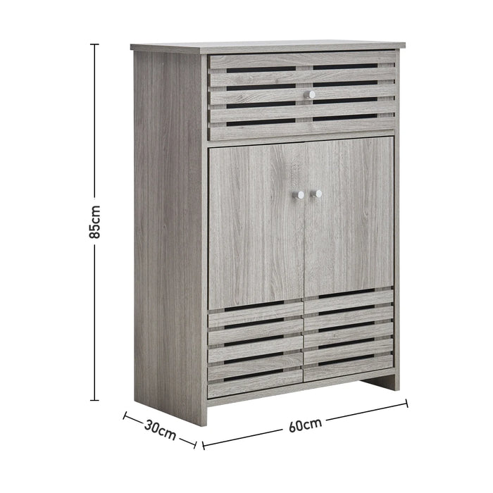 Modern Wooden Freestanding Bathroom Cabinet - Grey Oak, 60 x 30 x 85cm
