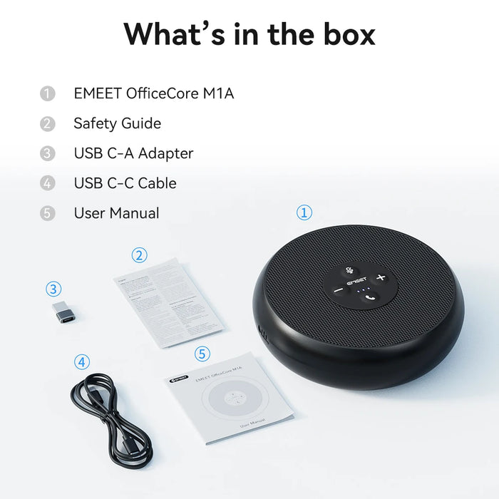 EMEET OfficeCore M1A USB Conference Speakerphone — 360° 2‑Mic Pickup