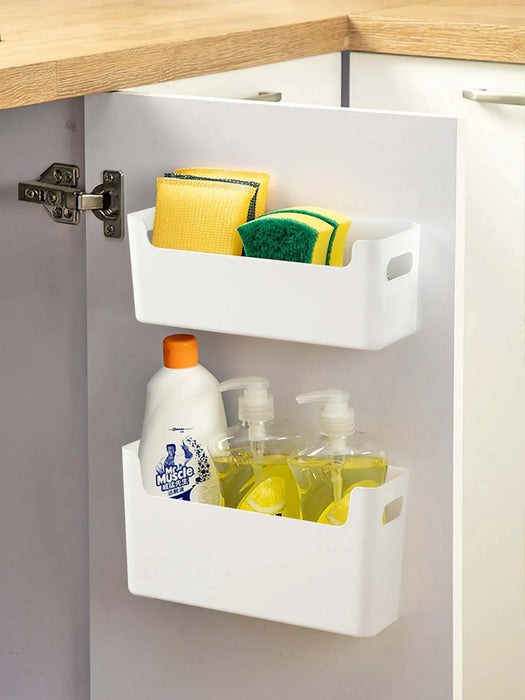 WORTHBUY - Multifunctional Plastic Kitchen Storage Organization Box, Wall-Mounted and Punch Free - Convenient Storage Solution for Kitchen Accessories