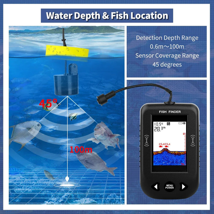 XF03 Portable Fish Finder — 45° Sonar Echo Sounder for Lake and Sea