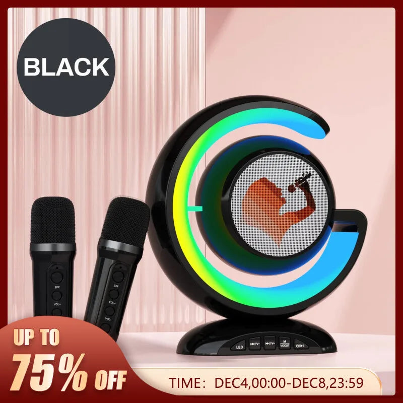 Portable Karaoke Machine with Bluetooth 5.3 Speaker System - Wireless Microphone and Home Entertainment Option - Perfect for Family Singing and Gatherings