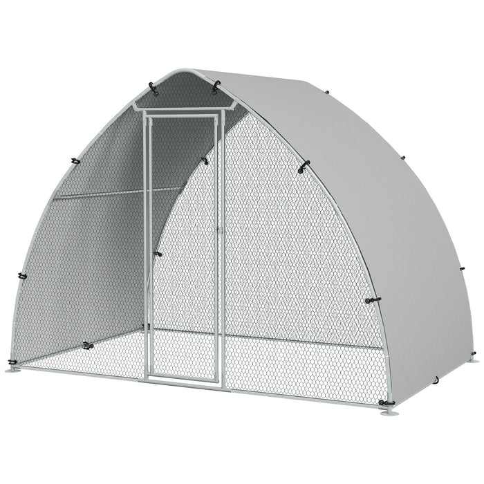 Galvanized Chicken Coop with Weatherproof Cover - Spacious 3 x 1.9 x 2.2m Habitat for Chickens, Ducks, Rabbits - Ideal for Small Farm or Backyard Poultry Enthusiasts