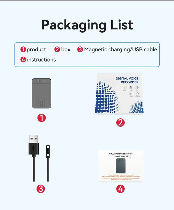 AI Voice Recorder with ChatGPT‑4 — 8–128GB, Call Recording, Transcription & Summaries