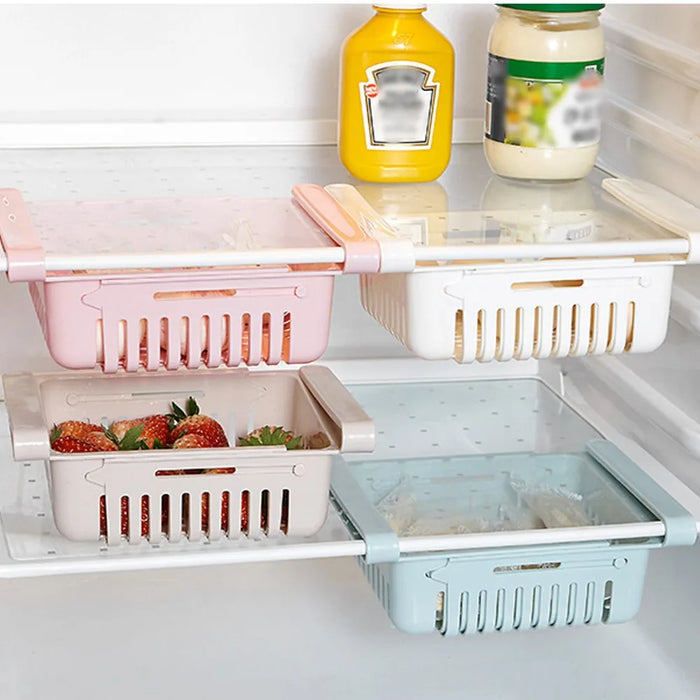 Hanging Fridge Drawer – Pull-Out Egg & Fruit Storage (PP Plastic, Adjustable)