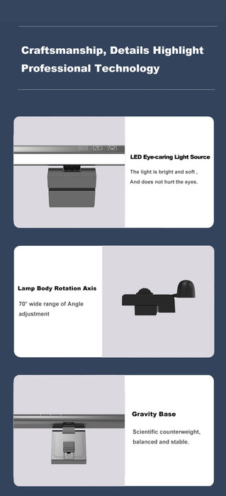 LED Monitor Light Bar — Dimmable 3‑Colour Reading Lamp
