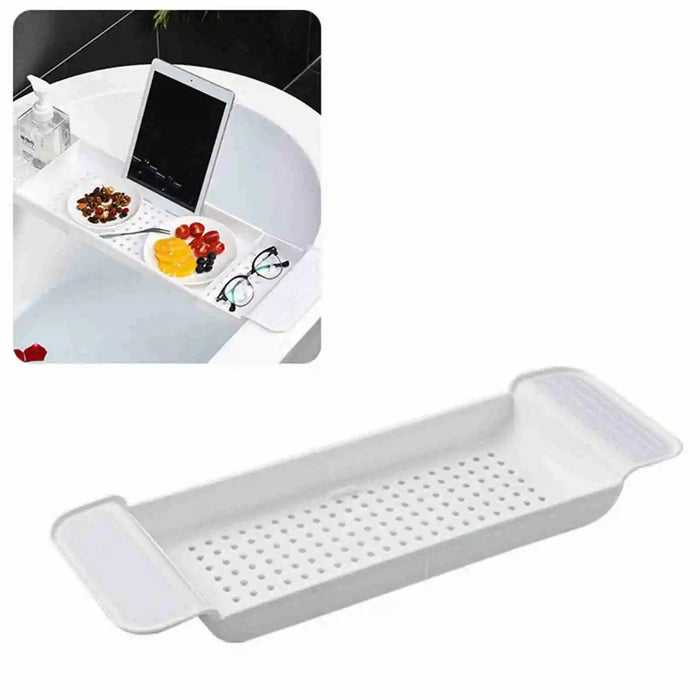 Expandable Bath Tray with Draining Design – Plastic Tub Caddy