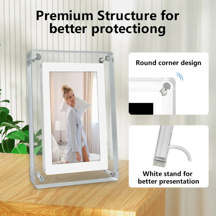5-inch Acrylic Digital Photo Frame — 1200mAh Battery, 4GB, IPS Vertical Display
