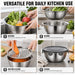 4-in-1 Stainless Steel Mixing Bowl Set – Grater Lid, Colander & Airtight Cover (Stovetop Safe)
