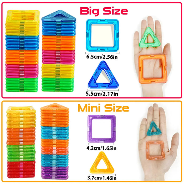 Magnetic DIY Building Blocks - Big And Mini Sizes, Designer Construction Set for Kids - Ideal Keepsake Gift for Children's Creative Play