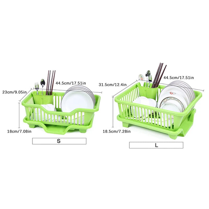 Single-Layer Kitchen Draining Rack with Drainer Board — Plates & Cutlery