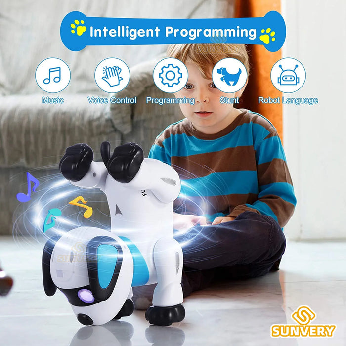 RC Stunt Robot Dog - Programmable, Interactive, Sound Electronic Toy, Remote Controlled Dancing Robots - Fun and Innovative Pets Toys for Kids